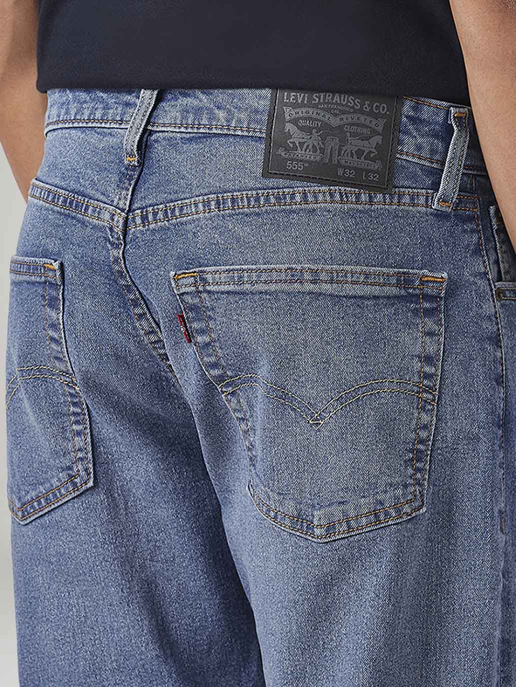 ストラップ RT-197736 Men's 555 Blue Relaxed Straight Fit Mid Rise Commuter Jeans