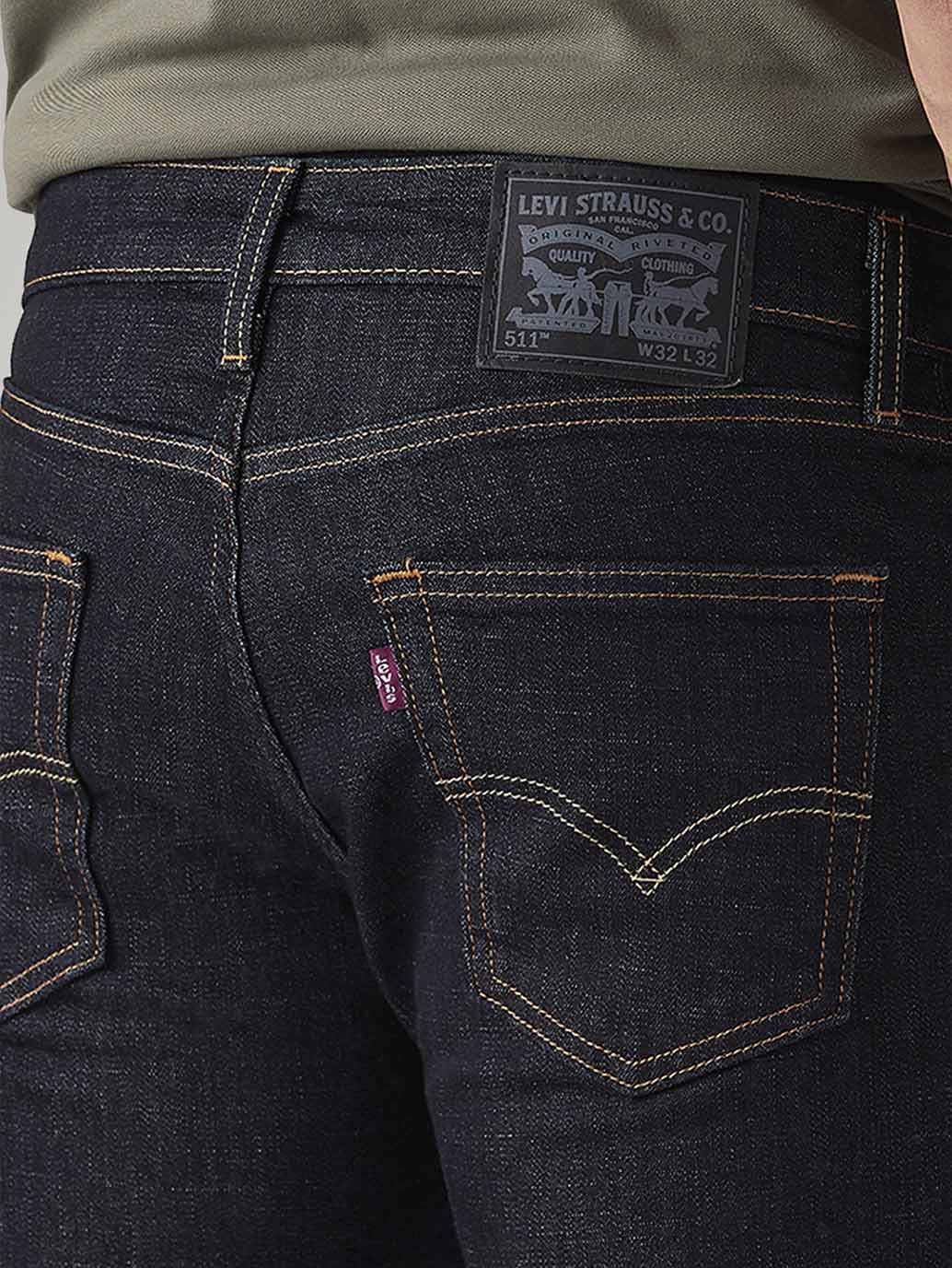 Men's 511 Black Slim Fit Mid Rise Commuter Jeans - Detail View