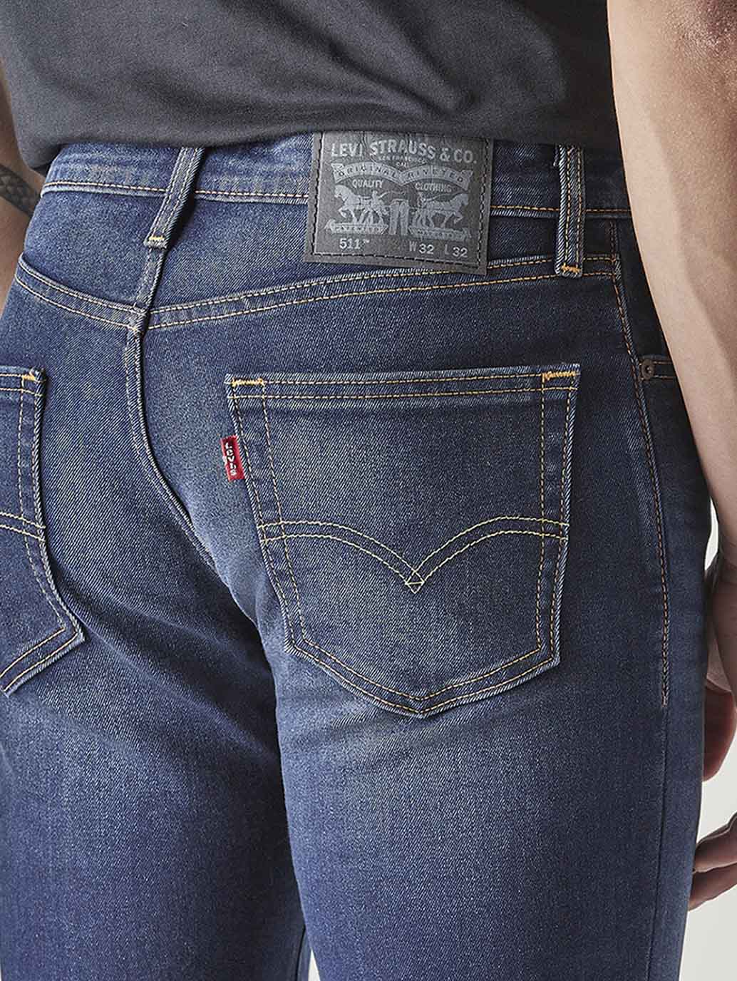 Men's 511 Dark Indigo Slim Fit Mid Rise Jeans - Detail View