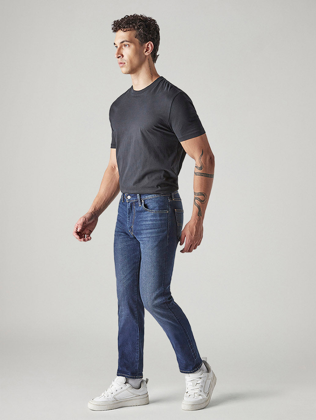 Men's 511 Dark Indigo Slim Fit Mid Rise Jeans - Side View