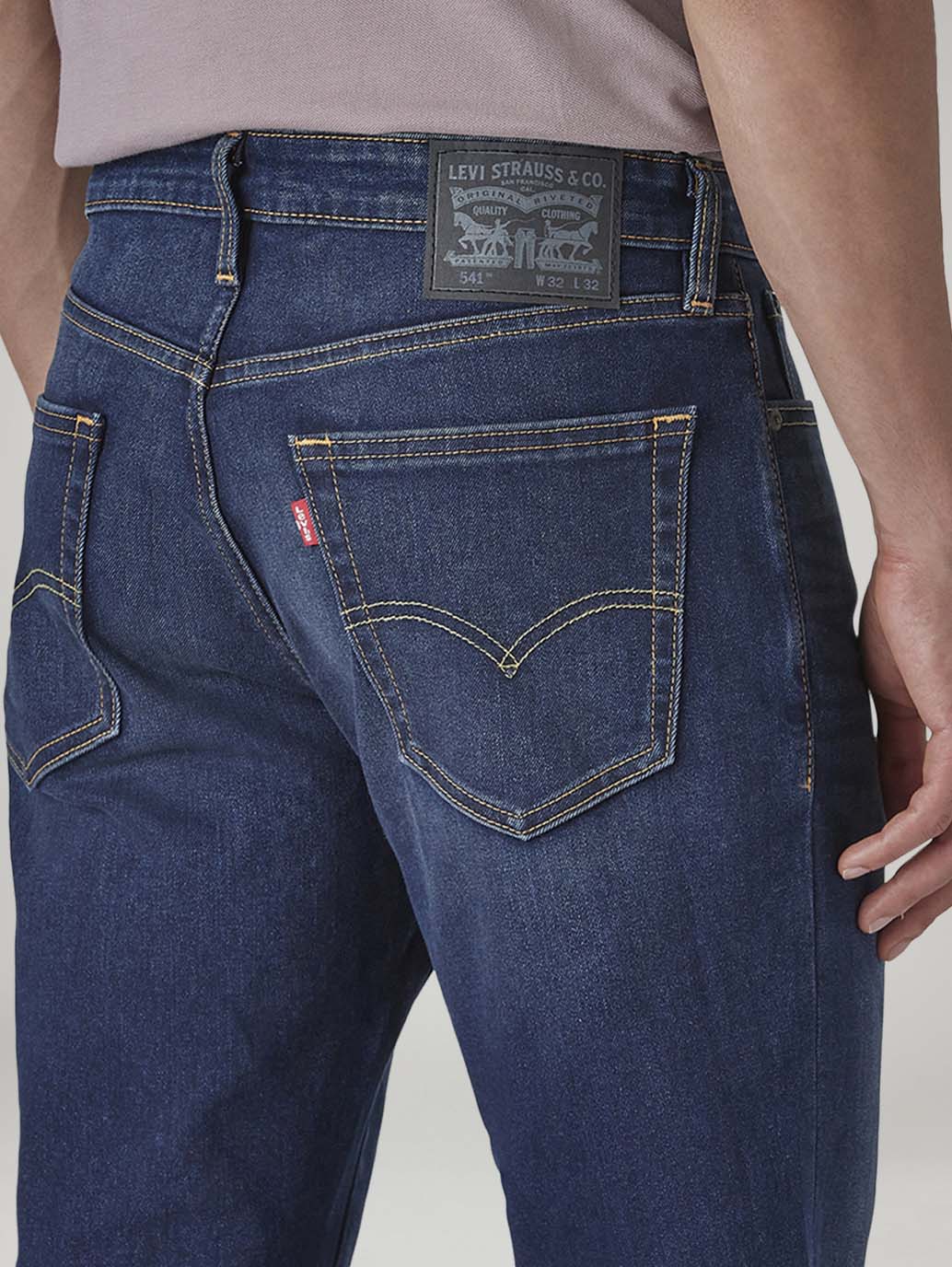 Men's 541 Dark Indigo Athletic Tapered Fit Mid Rise Commuter Jeans - Detail View