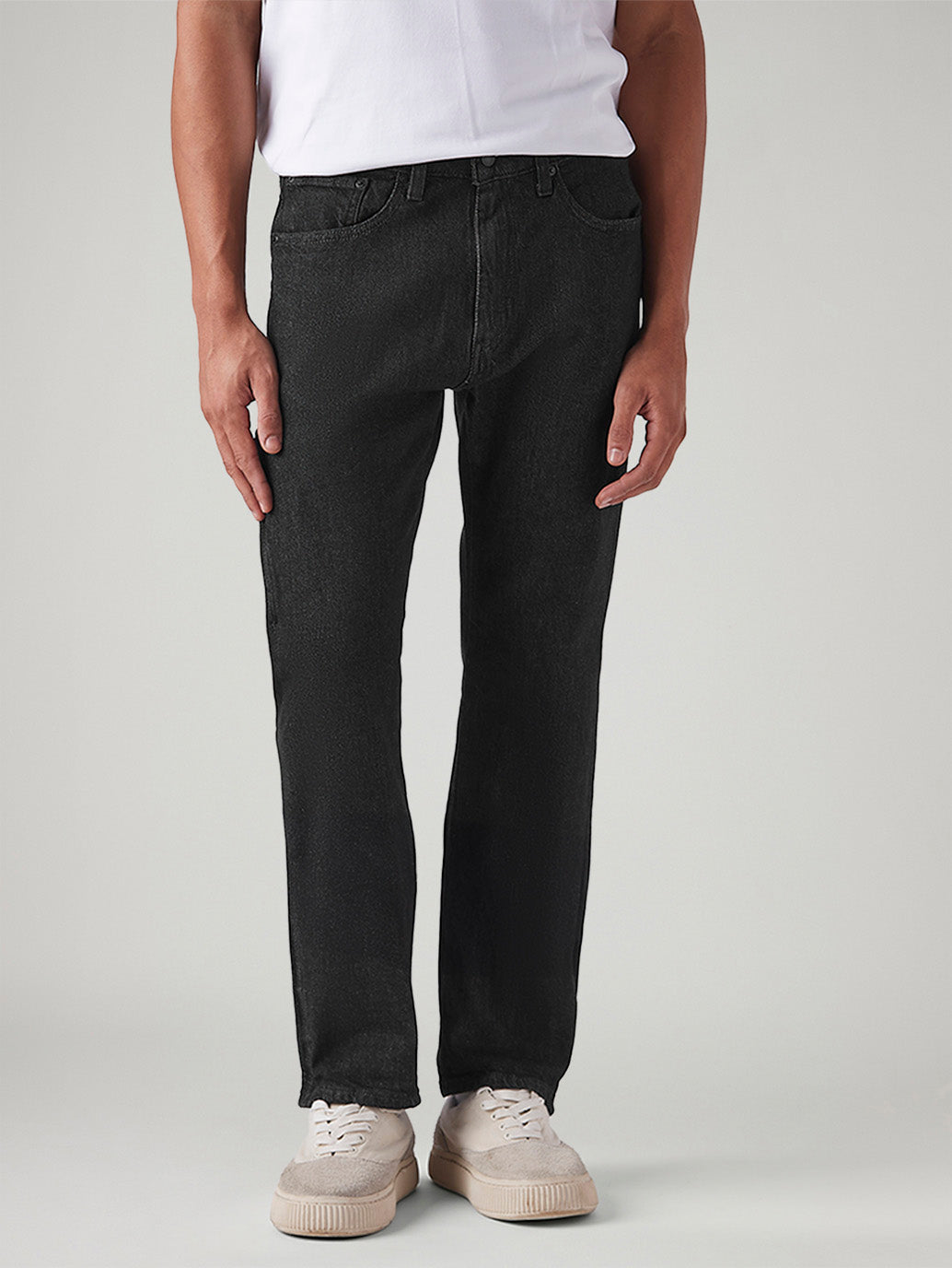 Men's 505 Black Straight Fit Mid Rise Commuter Jeans - Front View