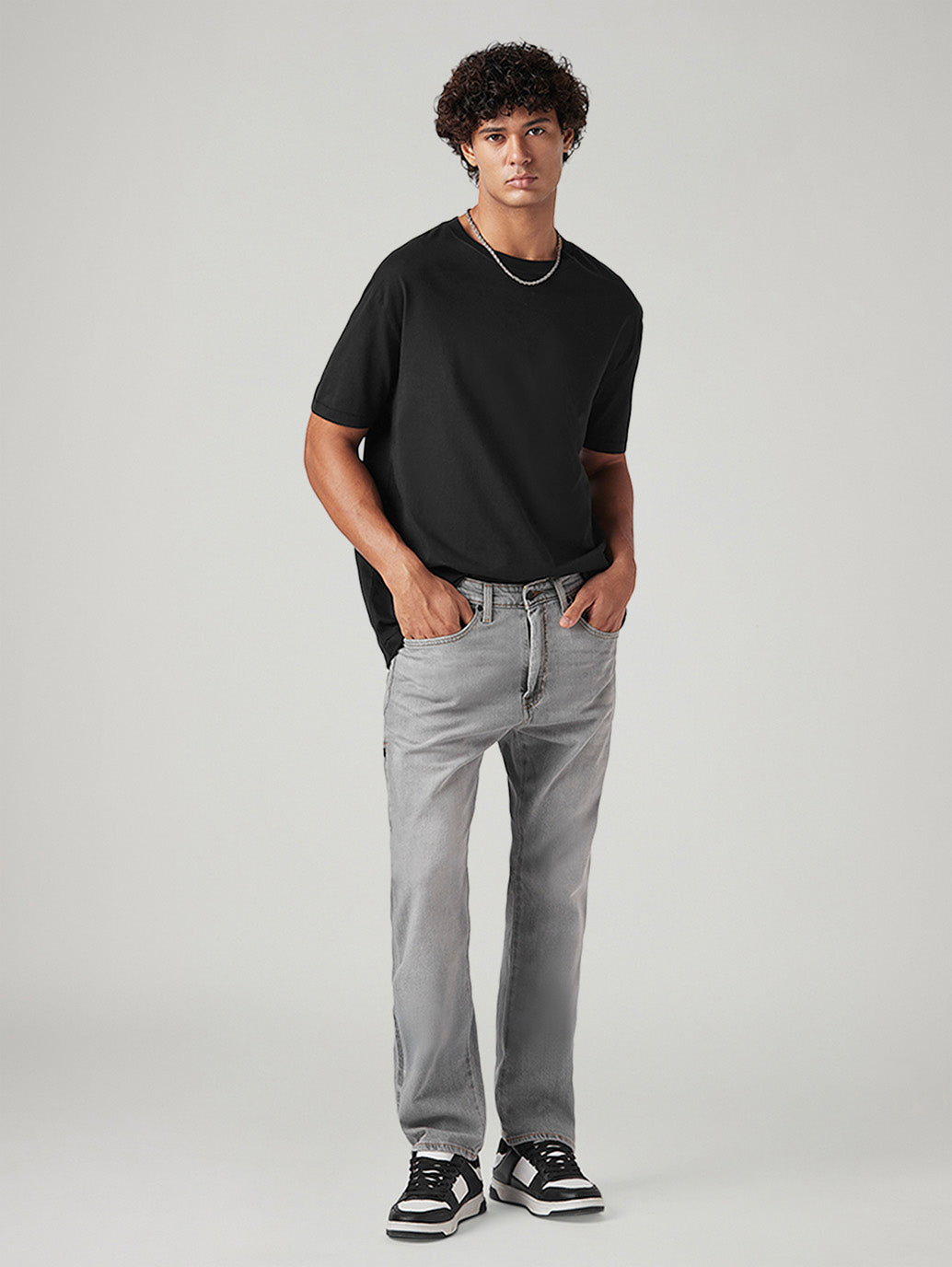 Men's 505 Grey Straight Fit Mid Rise Commuter Jeans