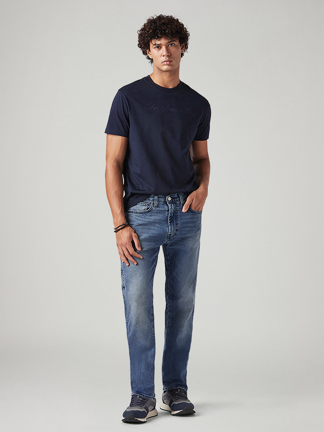Men's 505 Blue Straight Fit Mid Rise Commuter Jeans - Styleshot View