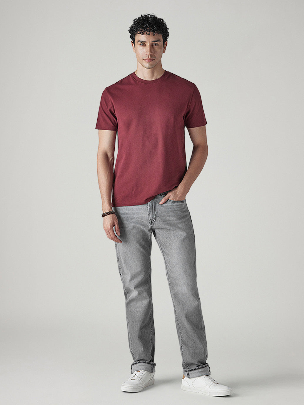 Men's 505 Grey Straight Fit Mid Rise Jeans