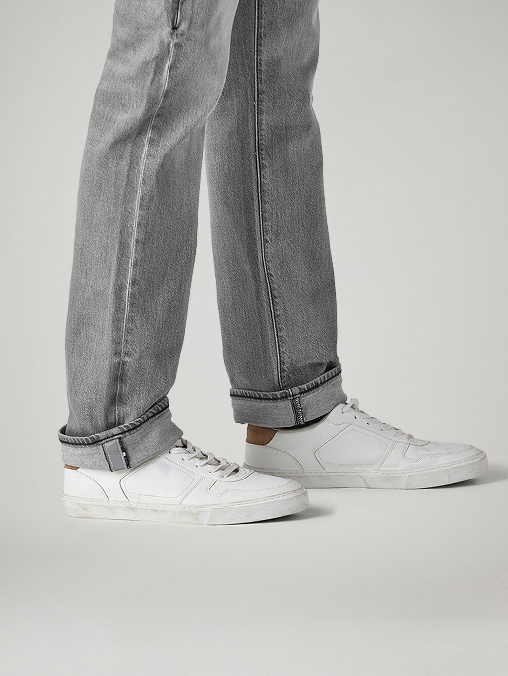 Men's 505 Grey Straight Fit Mid Rise Jeans - Detail View