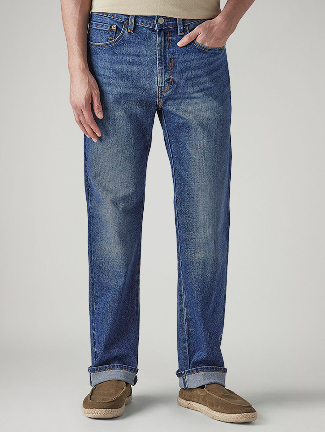 Men's 505 Med Indigo Straight Fit Mid Rise Commuter Jeans - Front View