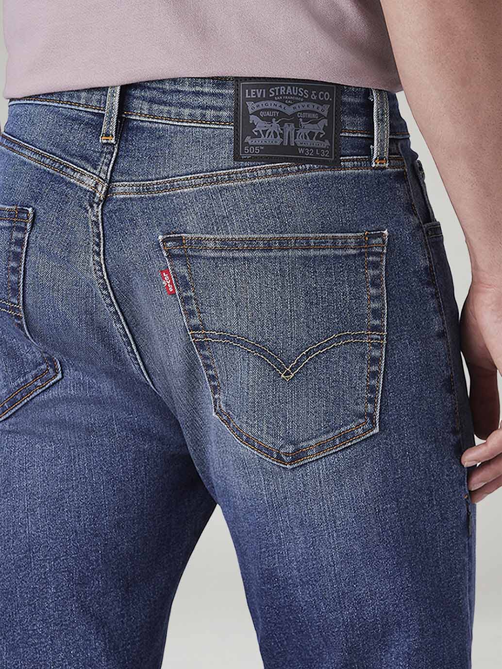 Men's 505 Med Indigo Straight Fit Mid Rise Commuter Jeans - 20 View