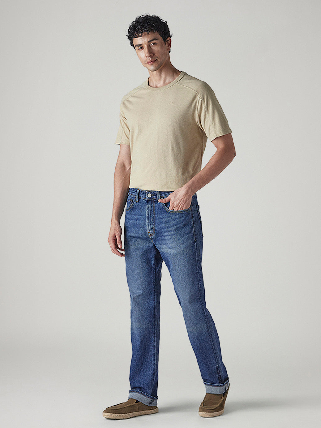 Men's 505 Med Indigo Straight Fit Mid Rise Commuter Jeans - Side View