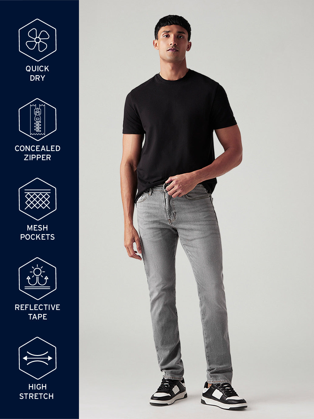Men's 511 Charcoal Grey Slim Fit Mid Rise Commuter Jeans