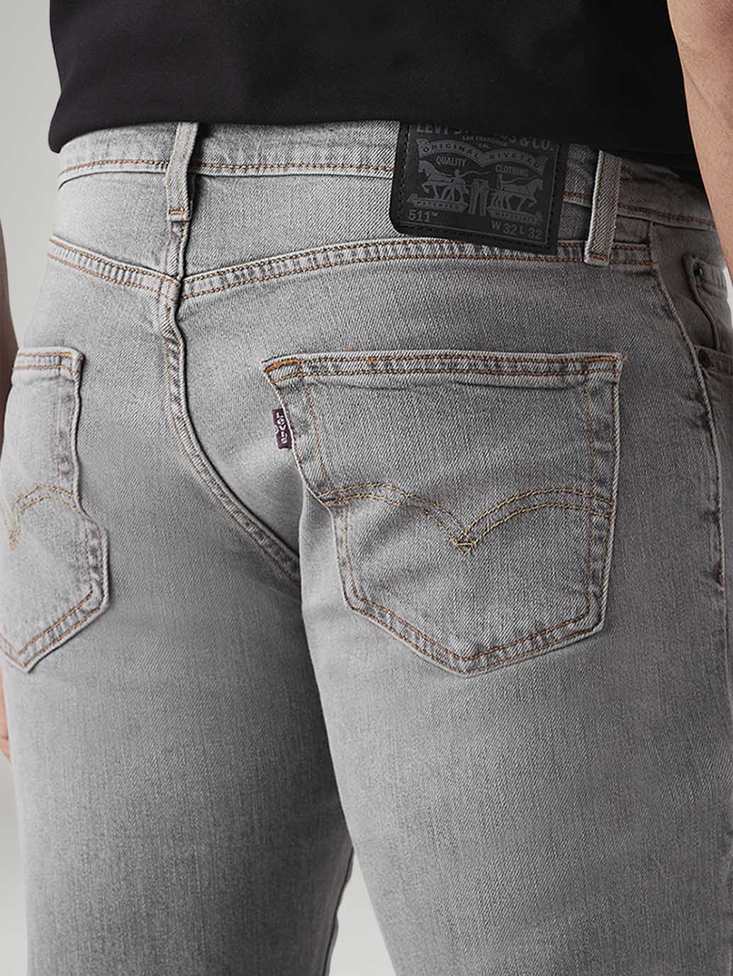 Men's 511 Charcoal Grey Slim Fit Mid Rise Commuter Jeans - Detail View