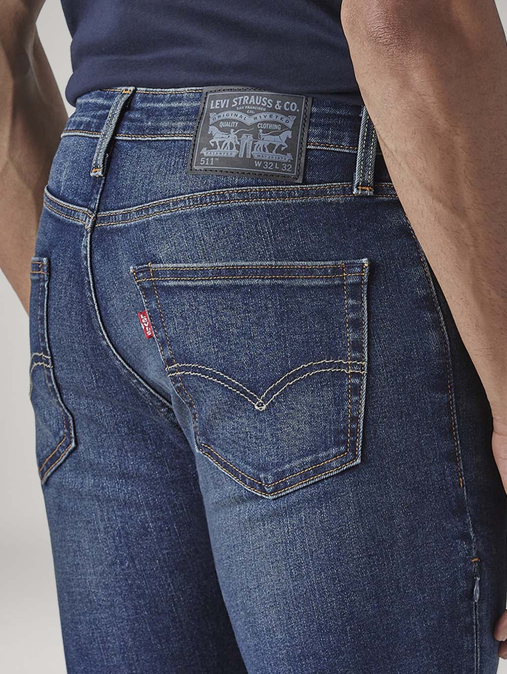 Men's 511 Tinted Dark Indigo Slim Fit Mid Rise Commuter Jeans - Detail View