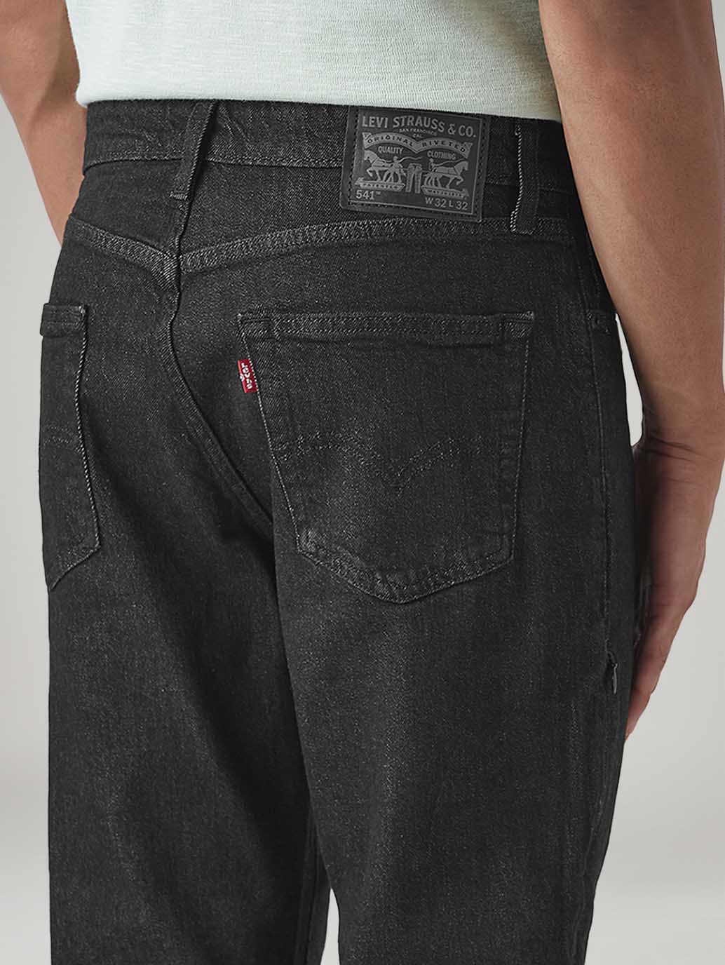 Men's 541 Black Athletic Tapered Fit Mid Rise Commuter Jeans - Detail View