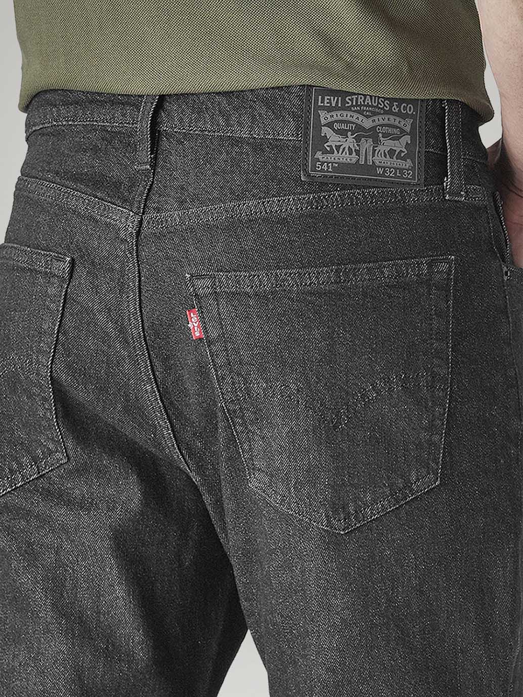 Men's 541 Charcoal Grey Athletic Tapered Fit Mid Rise Commuter Jeans - Detail View