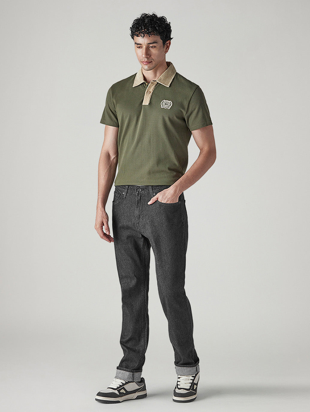 Men's 541 Charcoal Grey Athletic Tapered Fit Mid Rise Commuter Jeans - Side View