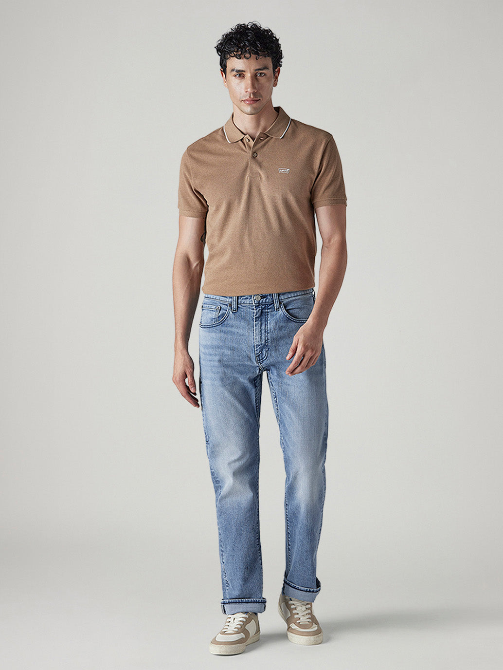 Men's 505 Light Blue Straight Fit Mid Rise Commuter Jeans - Front View