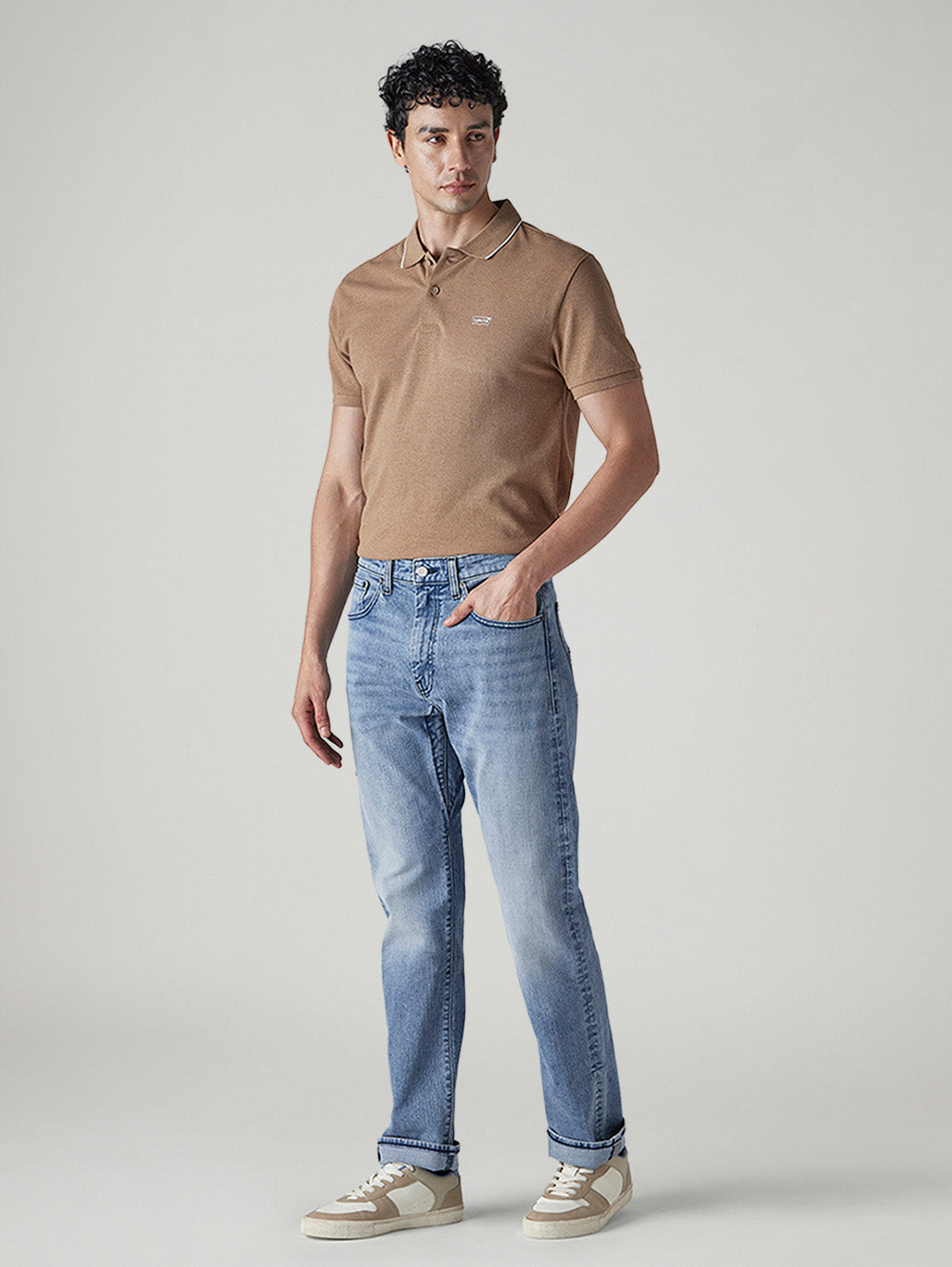 Men's 505 Light Blue Straight Fit Mid Rise Commuter Jeans - Side View