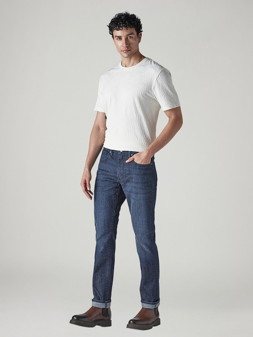 Men's 511 Dark Blue Slim Fit Mid Rise Commuter Jeans - Side View
