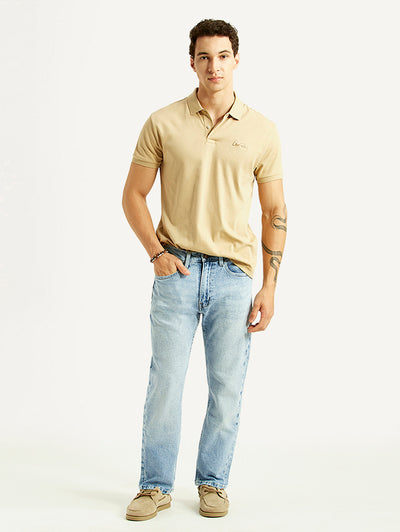 Men's 505 Light Blue Straight Fit Mid Rise Jeans-image-25