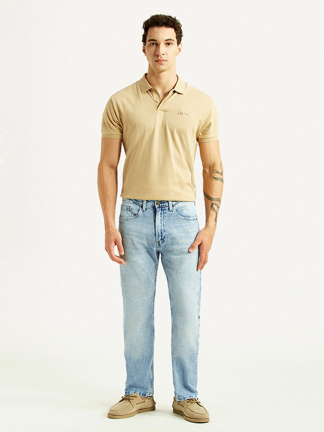 Men's 505 Light Blue Straight Fit Hyper Stretch Jeans - Front View