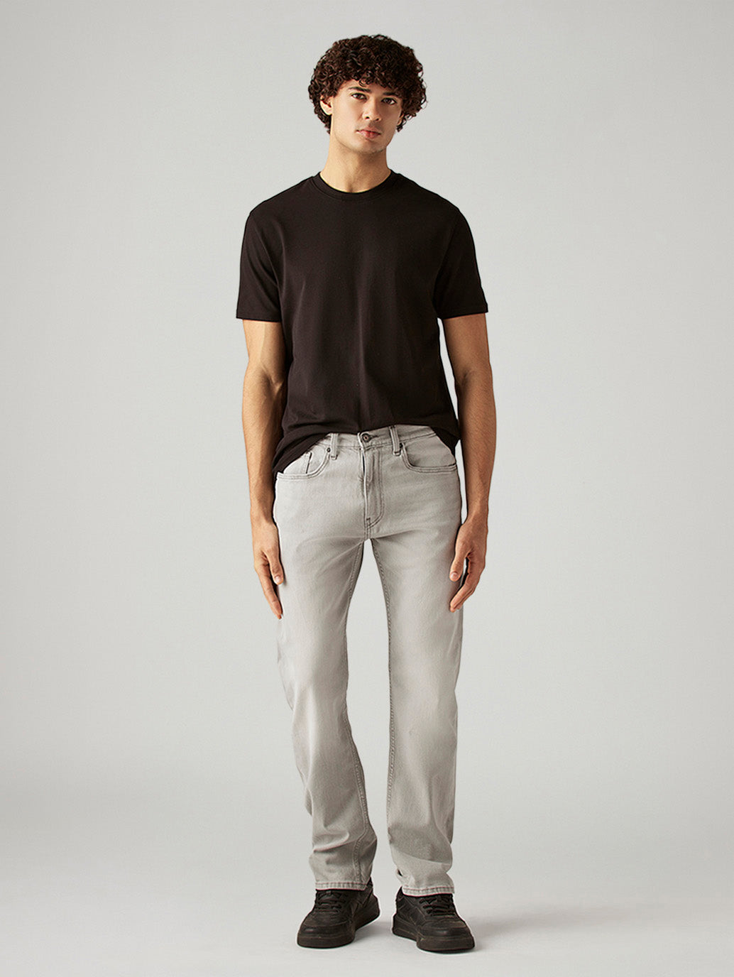 Men's 505 Light Grey Straight Fit Mid Rise Jeans - Styleshot View