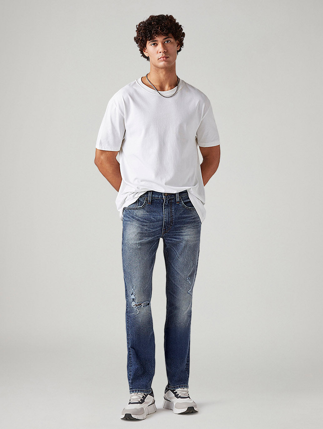 Men's 513 Blue Slim Straight Fit Mid Rise Jeans - Styleshot View