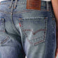 Men's 513 Blue Slim Straight Fit Mid Rise Jeans - Detail View