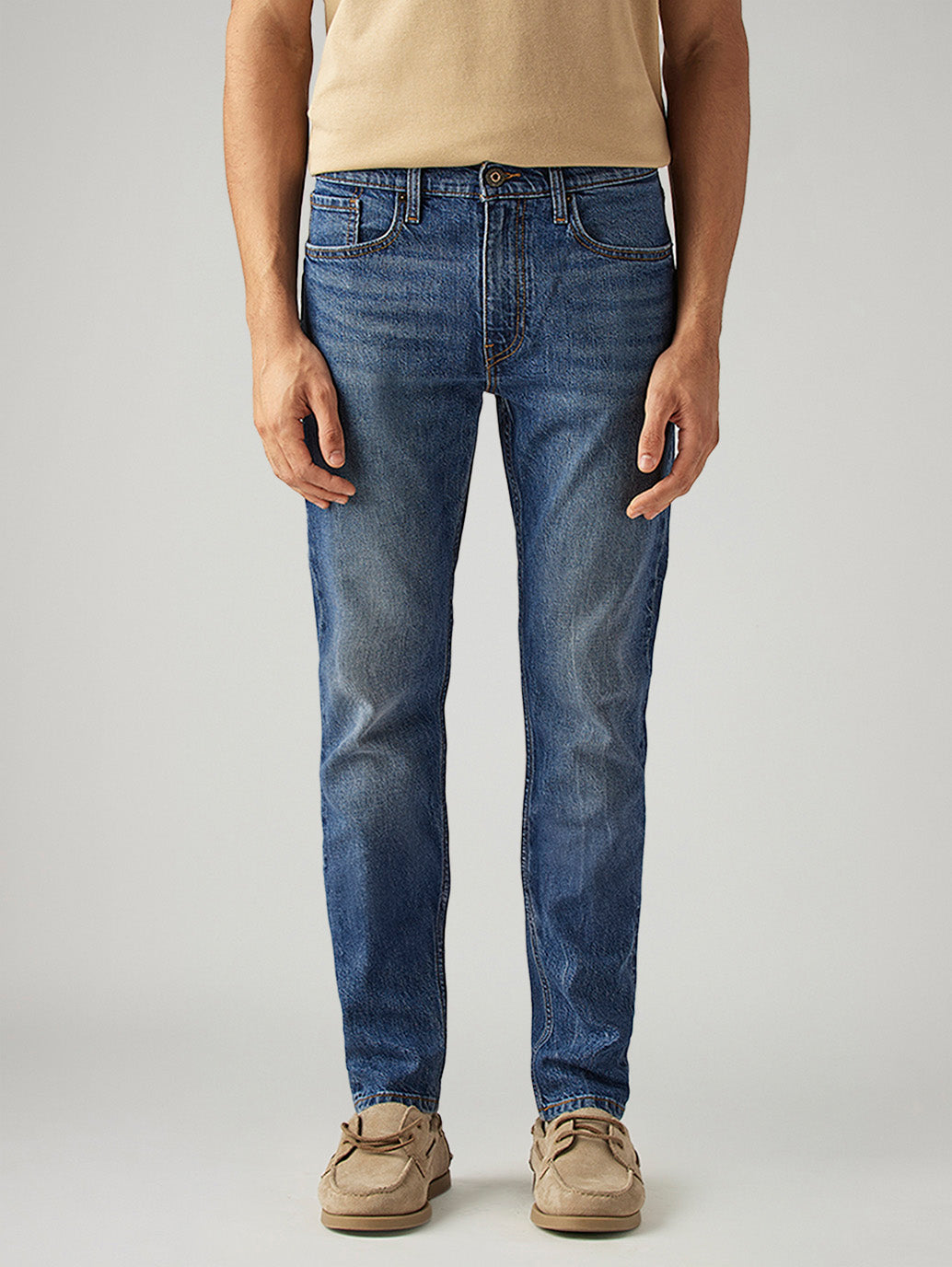 Men's 513 Blue Slim Straight Fit Mid Rise Jeans - Front View