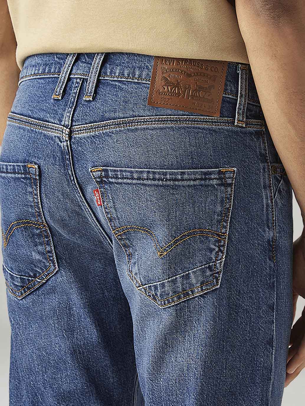 Men's 513 Blue Slim Straight Fit Mid Rise Jeans - Detail View