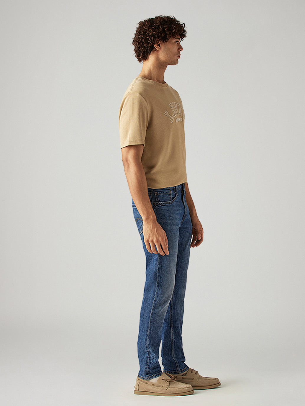 Men's 513 Blue Slim Straight Fit Mid Rise Jeans - Side View