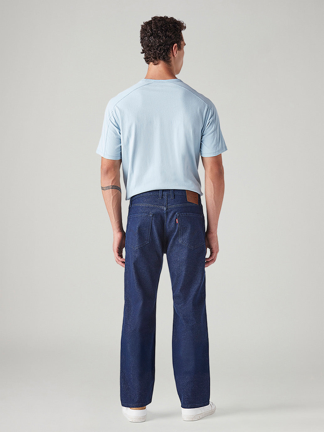 Men's 555 Dark Blue Relaxed Straight Fit Mid Rise Jeans - Back View