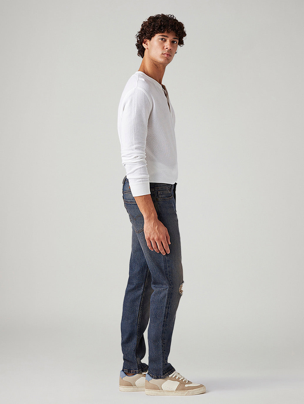 Men's 511 Blue Slim Fit Mid Rise Jeans - Side View