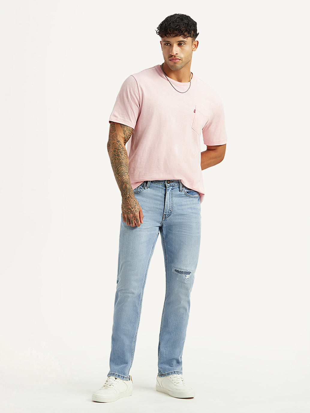 Men's 511 Light Blue Slim Fit Mid Rise Jeans - Styleshot View