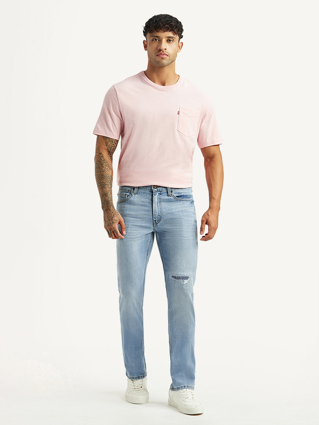 Men's 511 Light Blue Slim Fit Mid Rise Jeans - Front View