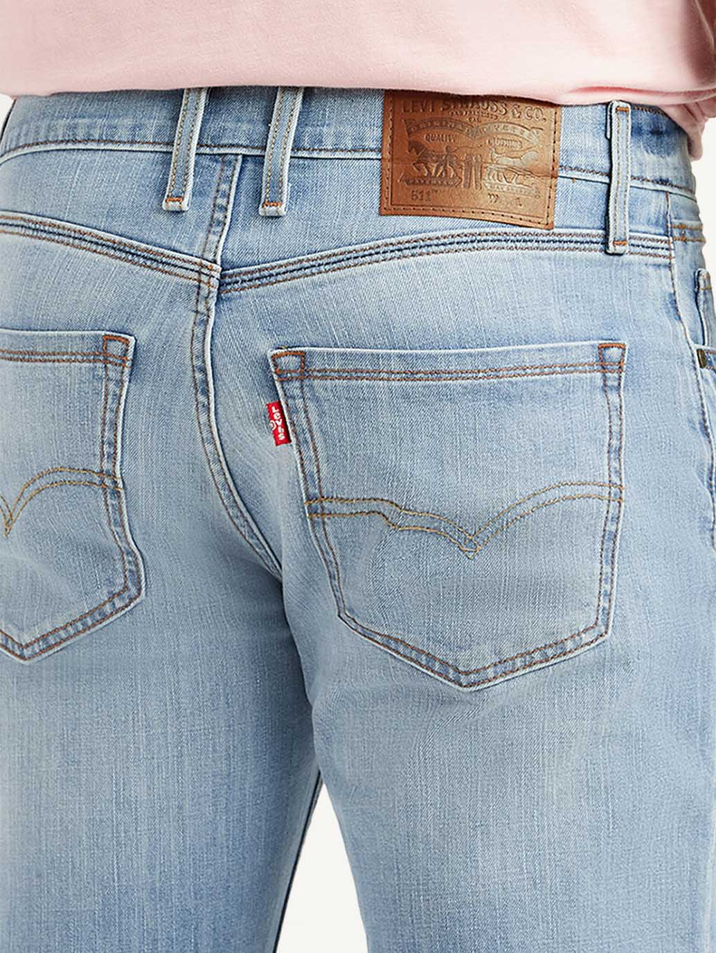 Men's 511 Light Blue Slim Fit Mid Rise Jeans - Detail View