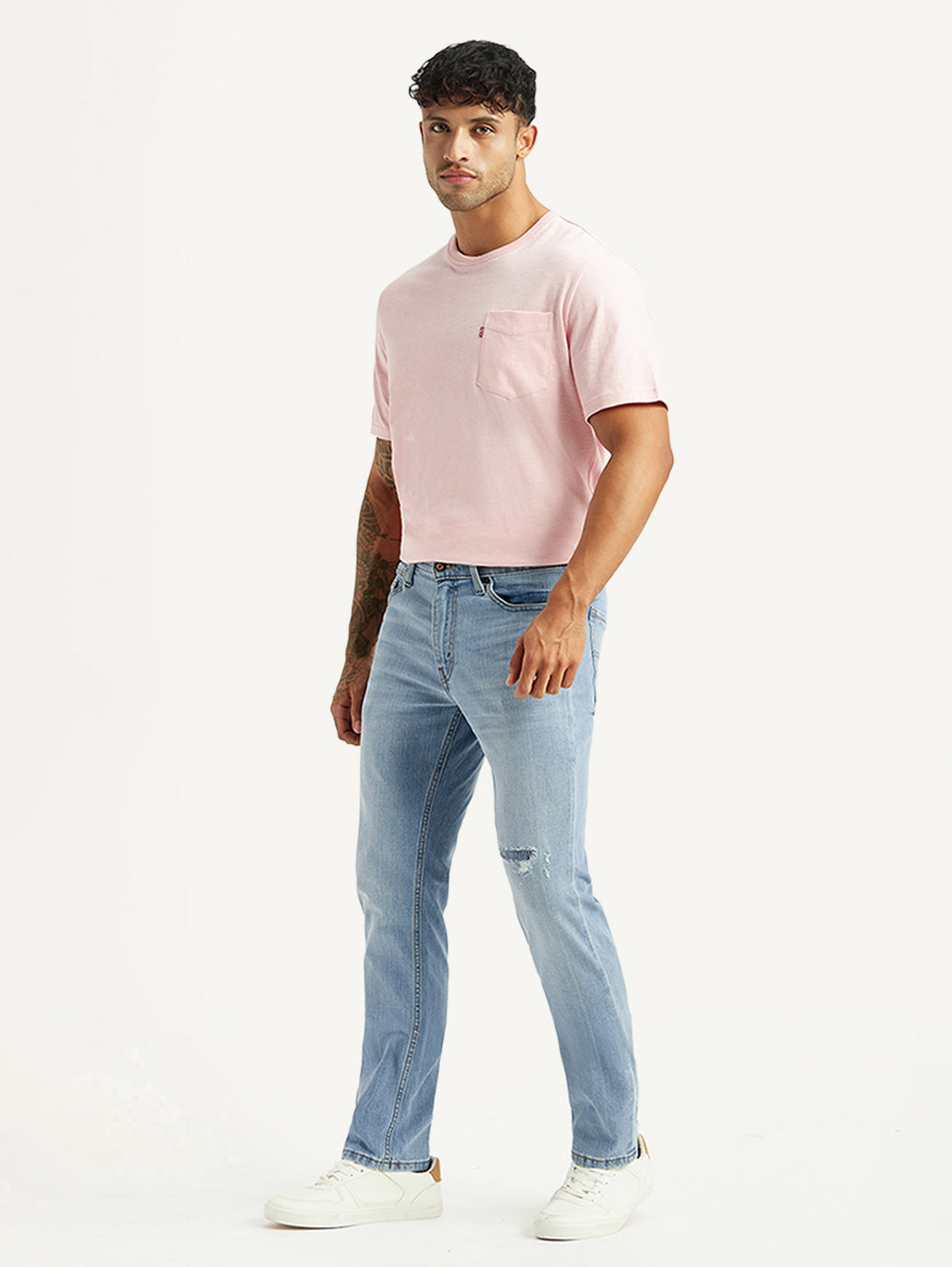 Men's 511 Light Blue Slim Fit Mid Rise Jeans - Side View