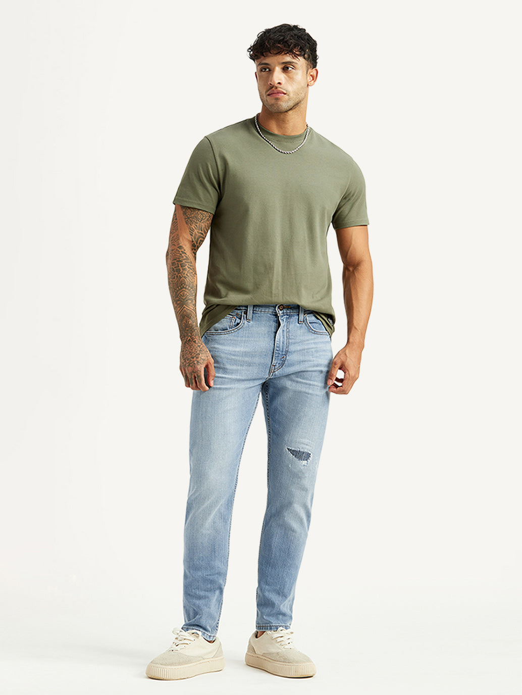 Men's 512 Light Blue Slim Tapered Fit Mid Rise Jeans - Styleshot View