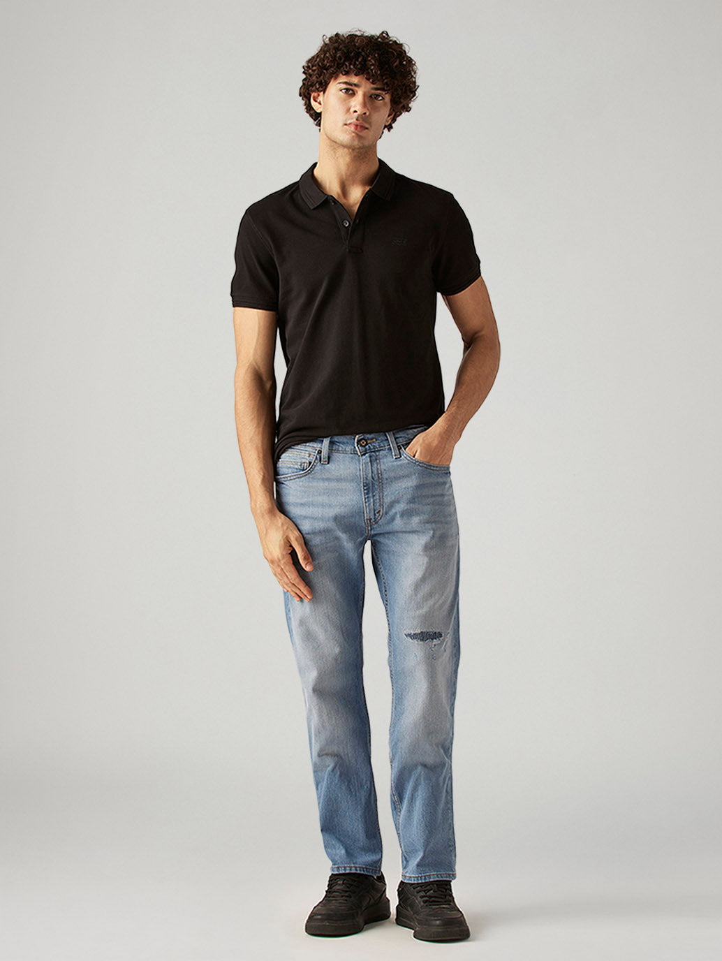Men's 513 Light Blue Slim Straight Fit Mid Rise Jeans - Styleshot View