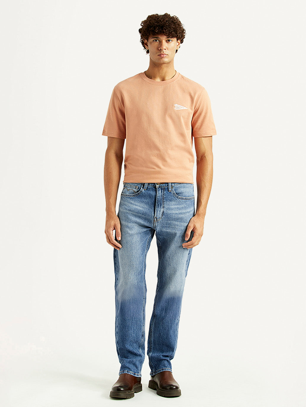 Men's 505 Blue Straight Fit Mid Rise Jeans - Front View