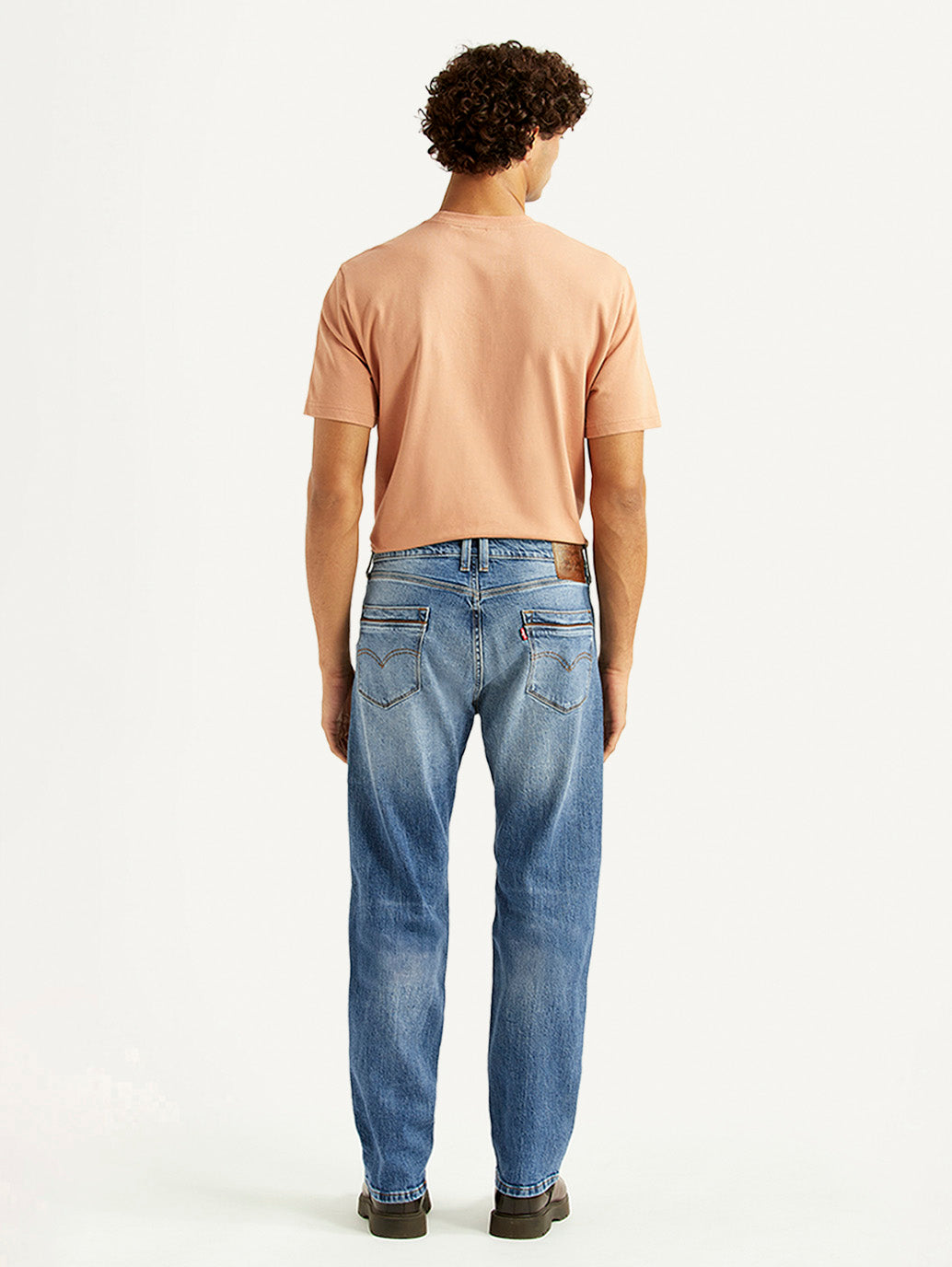 Men's 505 Blue Straight Fit Mid Rise Jeans - Back View