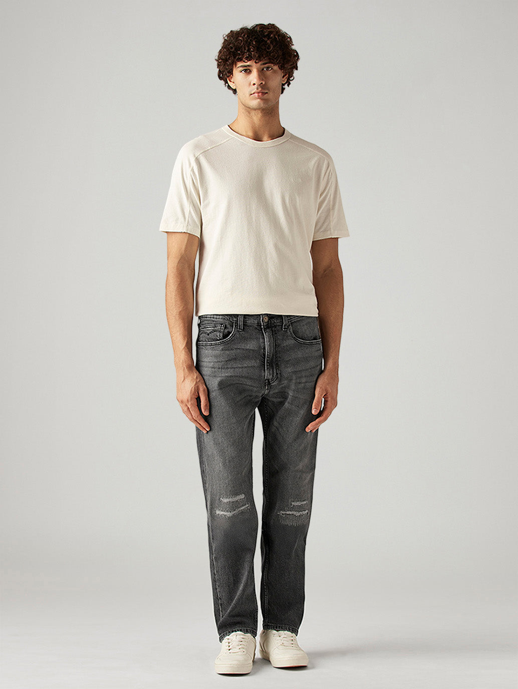 Men's 505 Grey Straight Fit Mid Rise Jeans