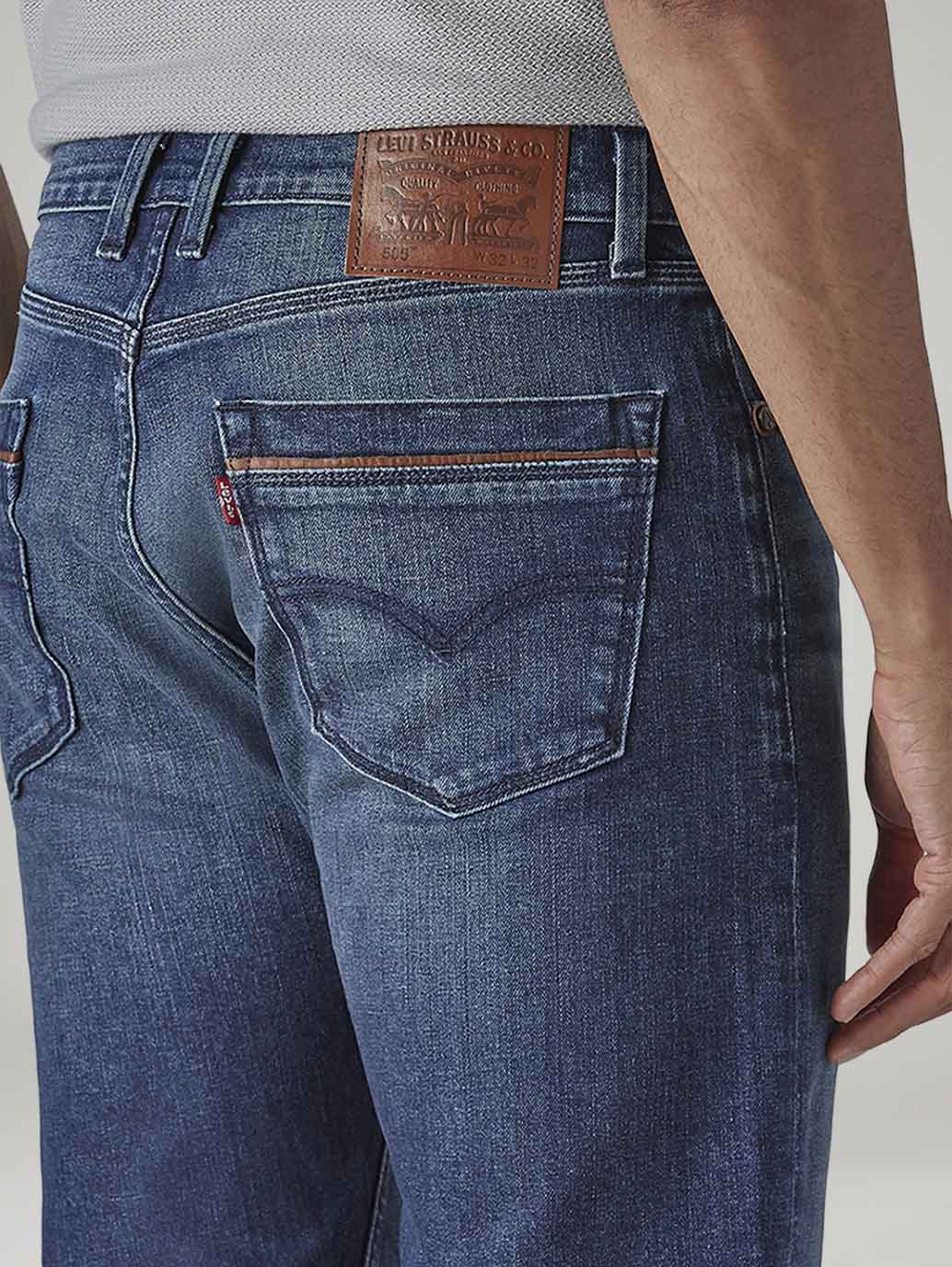 Men's Tinted 505 Dark Indigo Straight Fit Mid Rise Jeans - 20 View