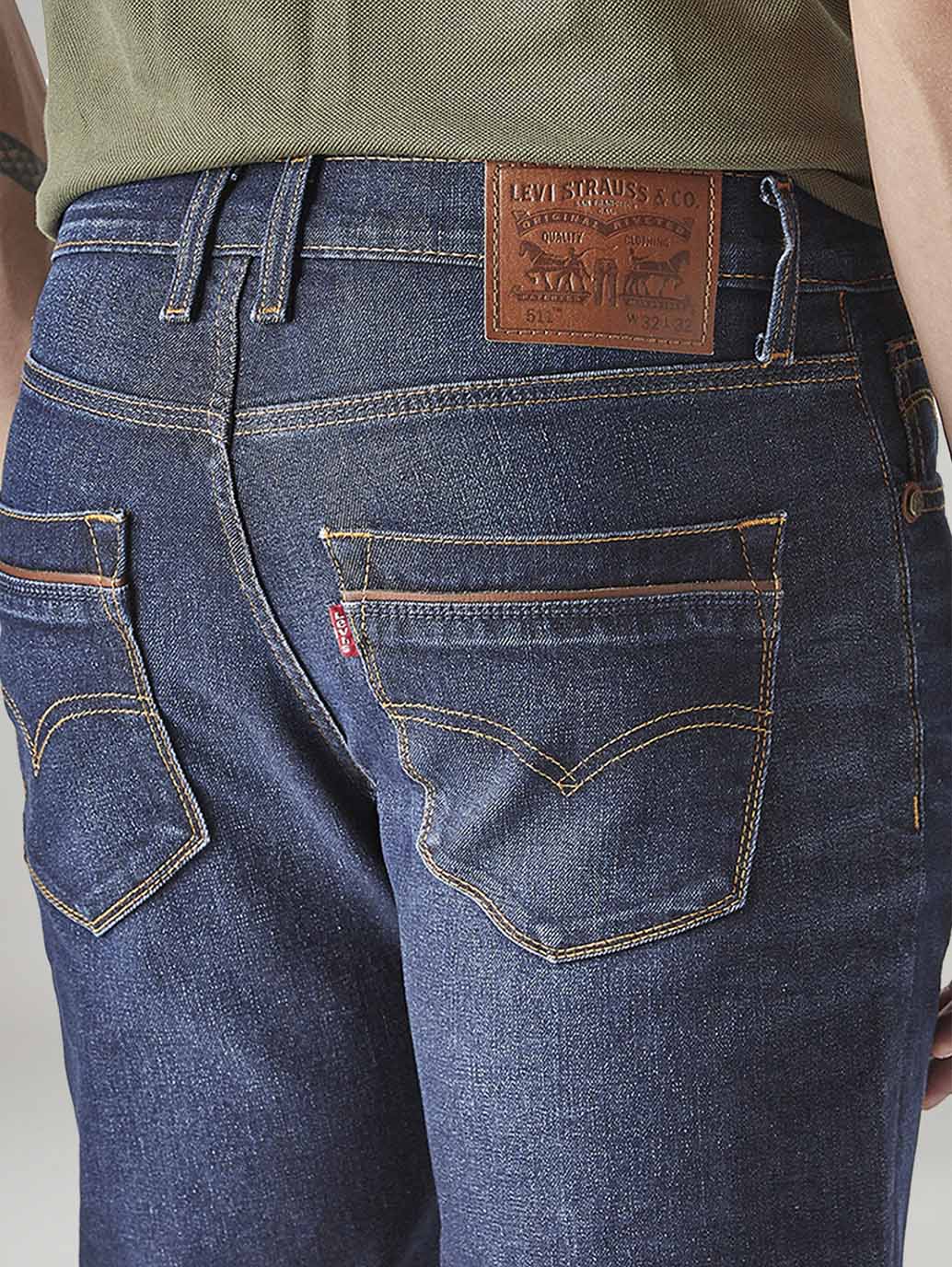 Men's 511 Indigo Slim Fit Mid Rise Jeans - Detail View
