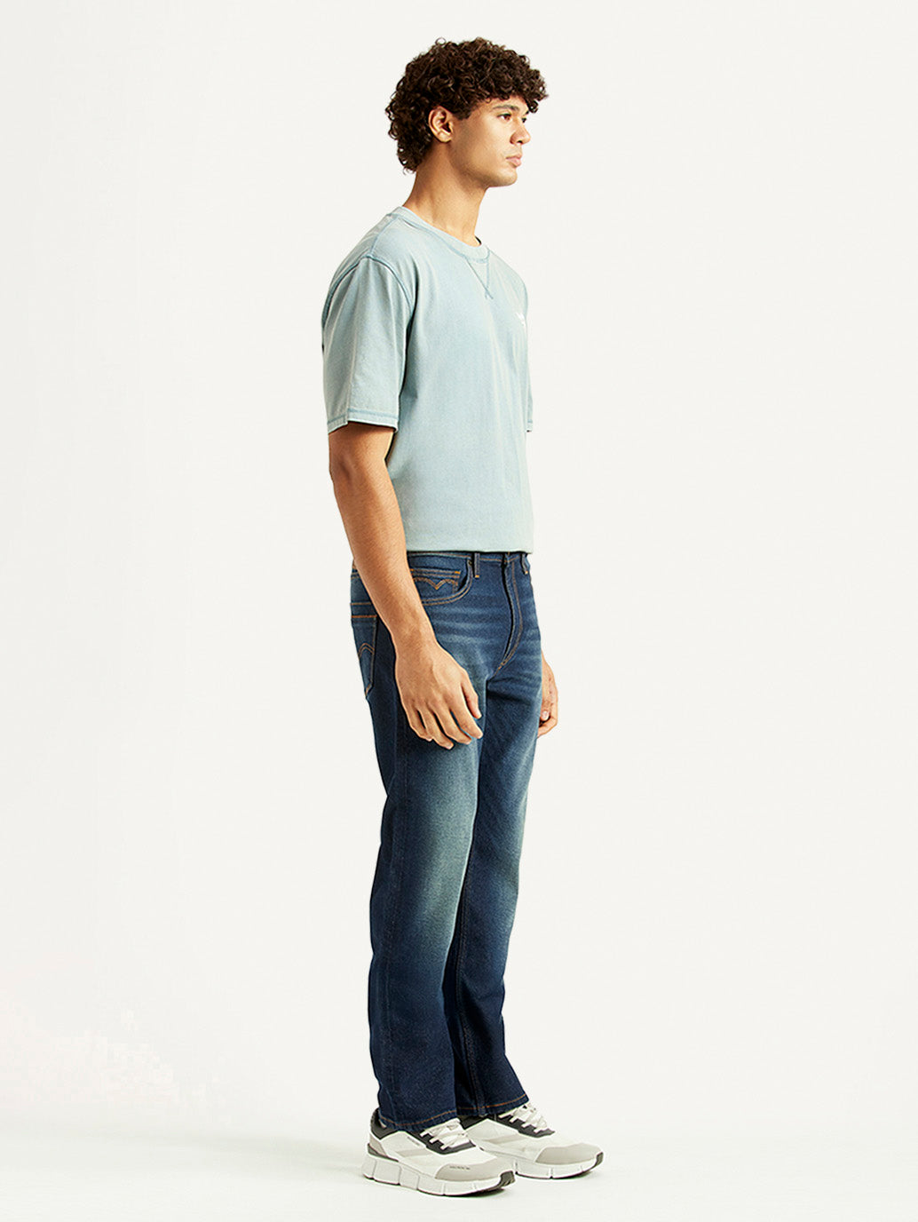 Men's 513 Navy Slim Straight Fit Mid Rise Jeans - Side View