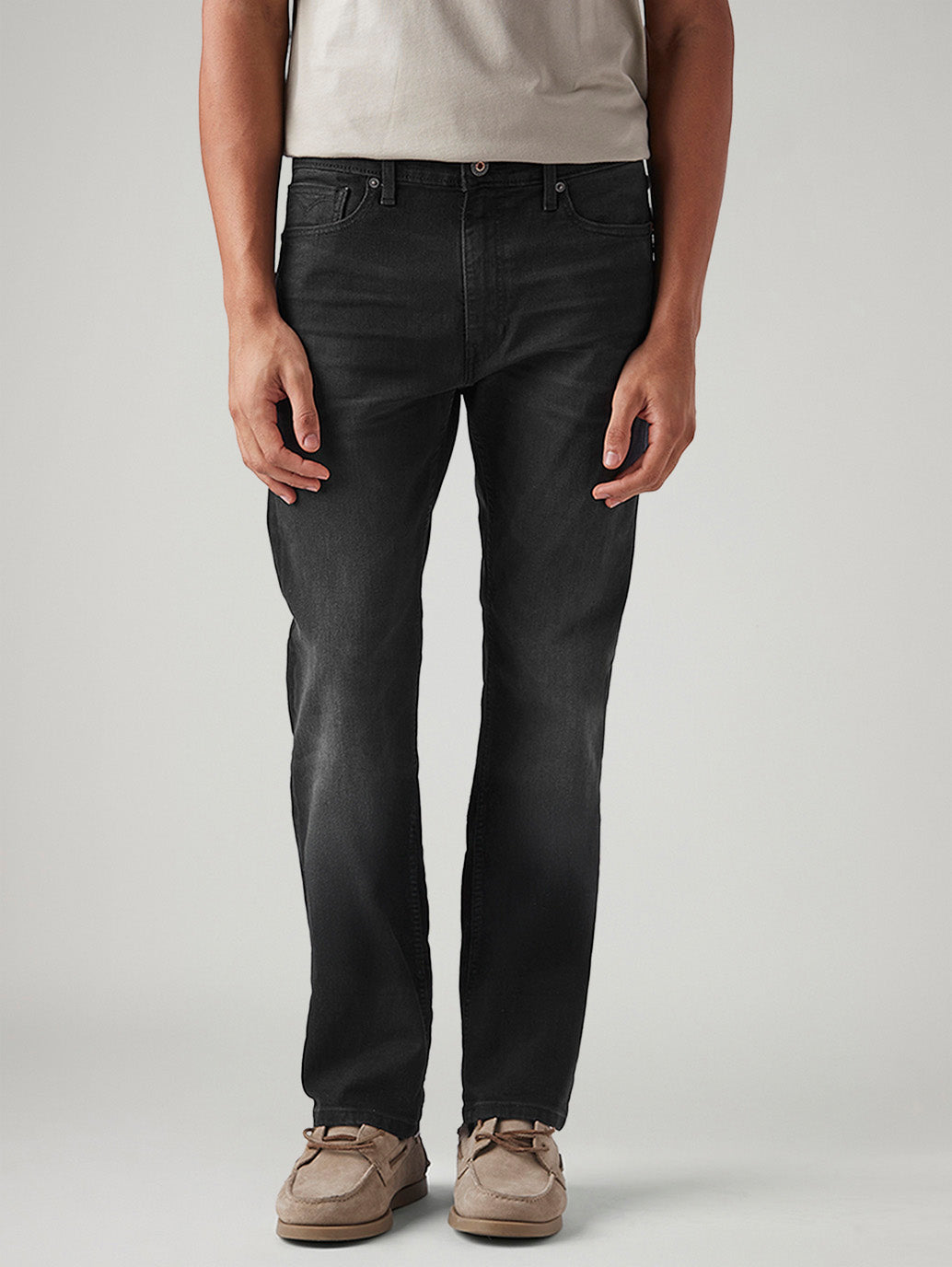 Men's 513 Charcoal Grey Slim Straight Fit Mid Rise Jeans - Front View