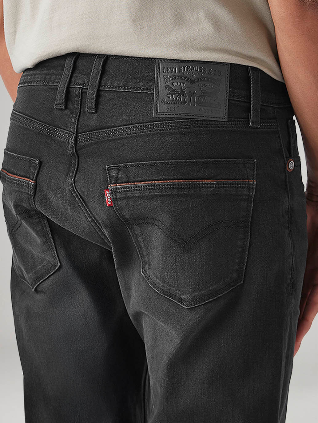 Men's 513 Charcoal Grey Slim Straight Fit Mid Rise Jeans - 20 View