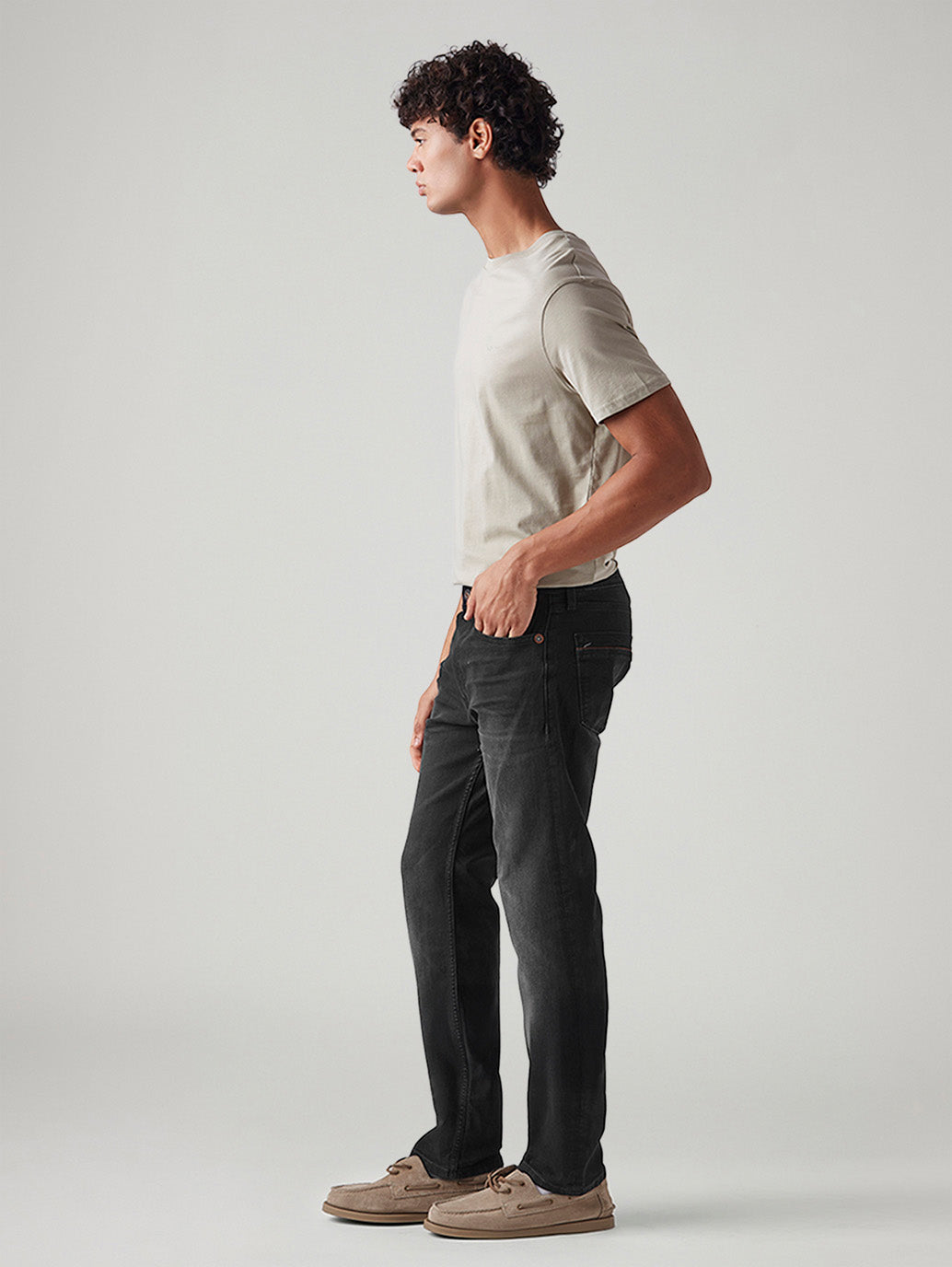 Men's 513 Charcoal Grey Slim Straight Fit Mid Rise Jeans - Side View