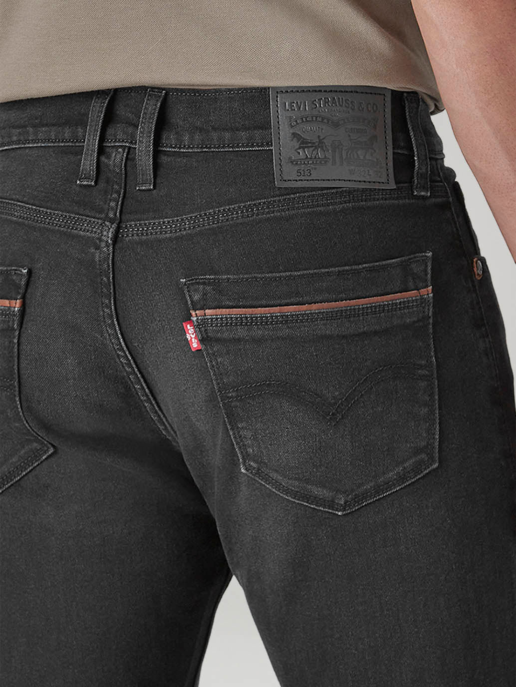 Men's 513 Black Slim Straight Fit Mid Rise Jeans - Detail View
