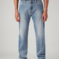 Men's 555 Light-Blue Relaxed Straight Fit Mid Rise Jeans - Front View