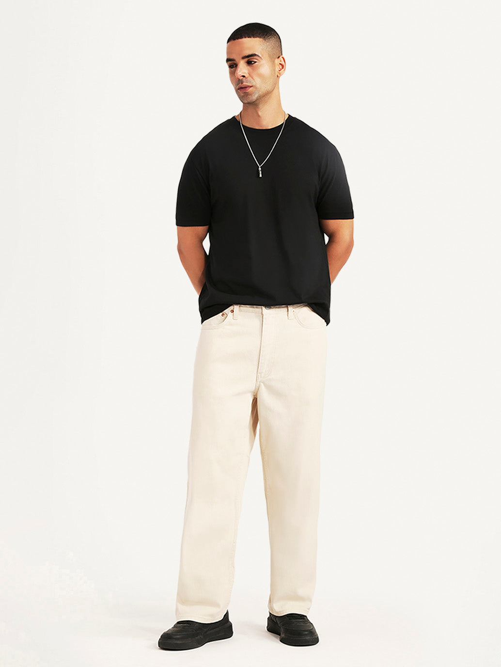 Men's 578 Beige Baggy Fit Mid Rise Jeans